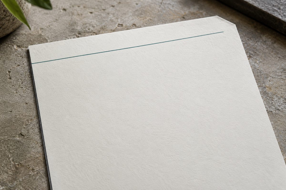 Open studio notes beside a pencil and a marked working edge